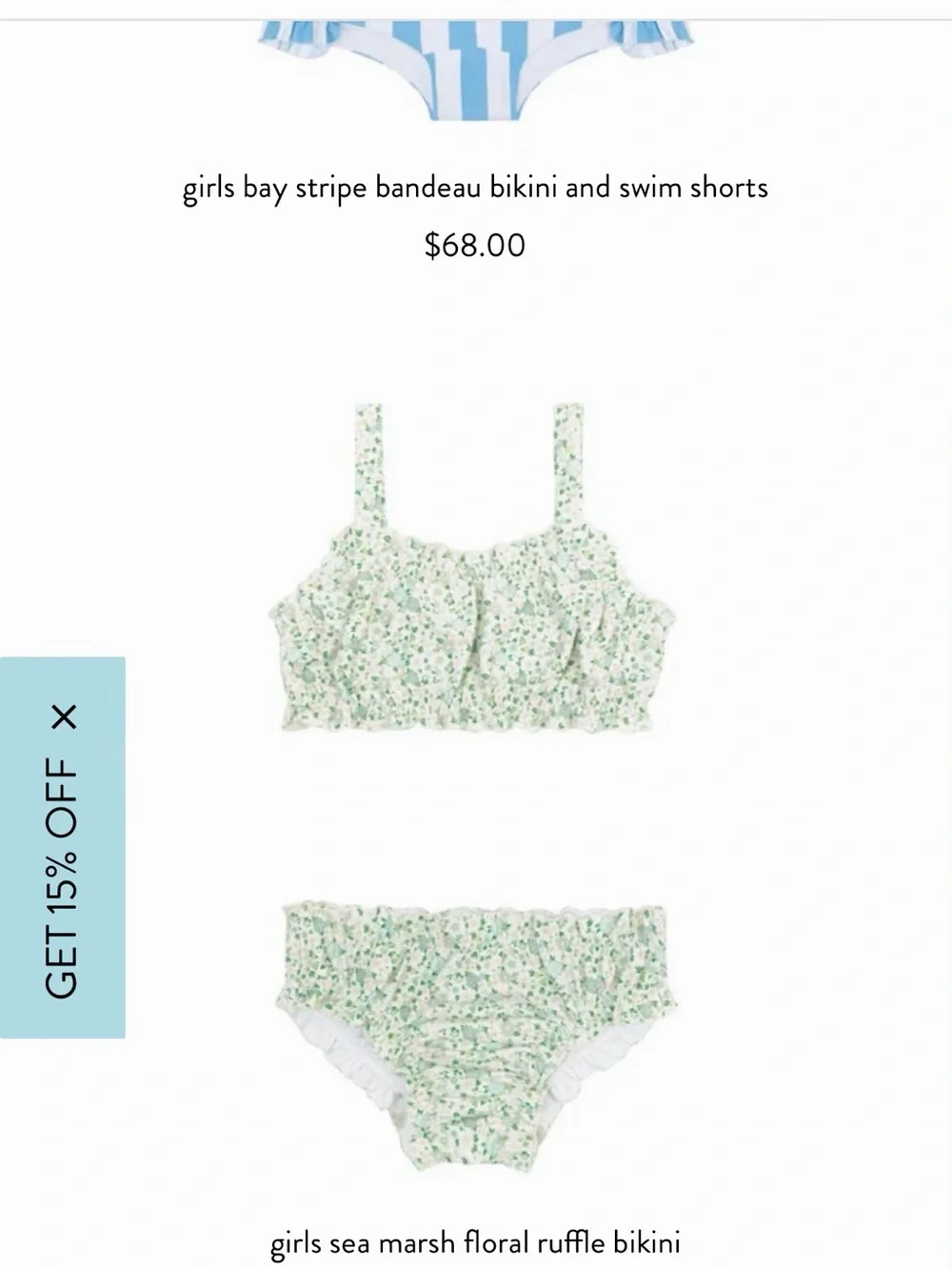 BRAND-NEW Girls Floral Ruffle Two-Piece Swim Set in Light Green